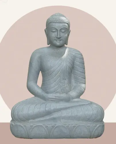 Product image of the product “Seated Buddha made of Riverstone in Dhyana position - gesture of meditation, H. 80cm. ”